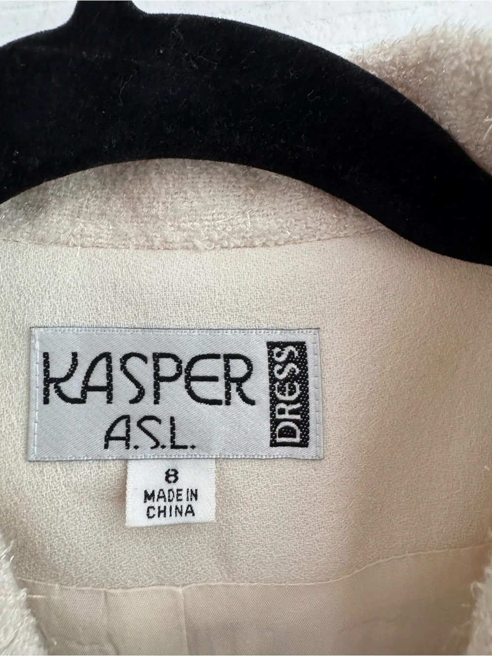 KASPER ASL Button Front Long Sleeve Cream Maxi Dress w/ Boucle Collar Size 8 NWT